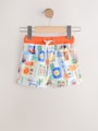 White Postcard Printed Swim Shorts (3mths-7yrs) - Size 3-6 Months (62-68cm)