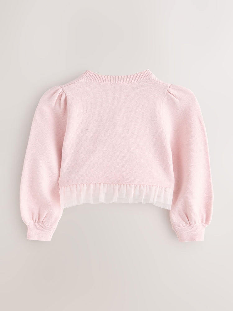 Baker by Ted Baker Knitted Mesh Ruffle Hem Cardigan - Size Up To 3 Months (50 - 62cm)