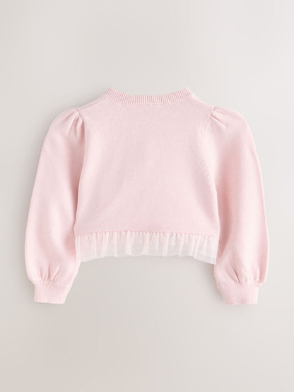 Baker by Ted Baker Knitted Mesh Ruffle Hem Cardigan - Size Up To 3 Months (50 - 62cm)