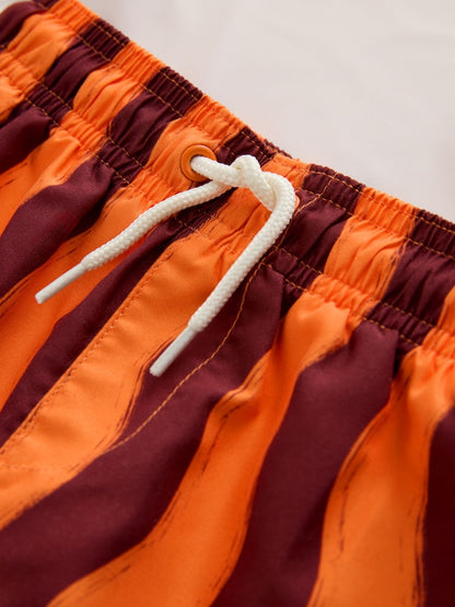 Orange/Ecru Short Sleeve Sunsafe Rash Vest and Swim Shorts Set (3mths-7yrs) - Size 3-6 Months (62-68cm)