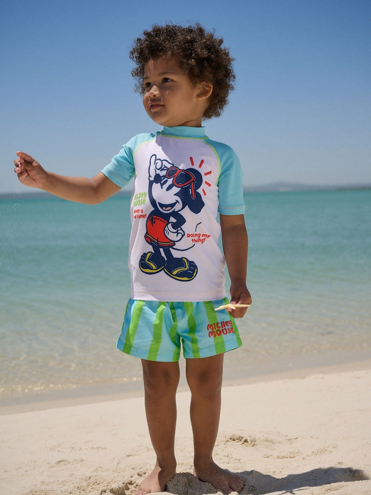 Mickey Rash Vest and Swim Shorts Set (3mths-7yrs) - Size 3-6 Months (62-68cm) - Mickey