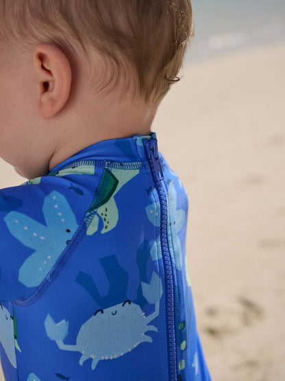Blue Sunsafe Swimsuit and Hat Set (3mths-7yrs)