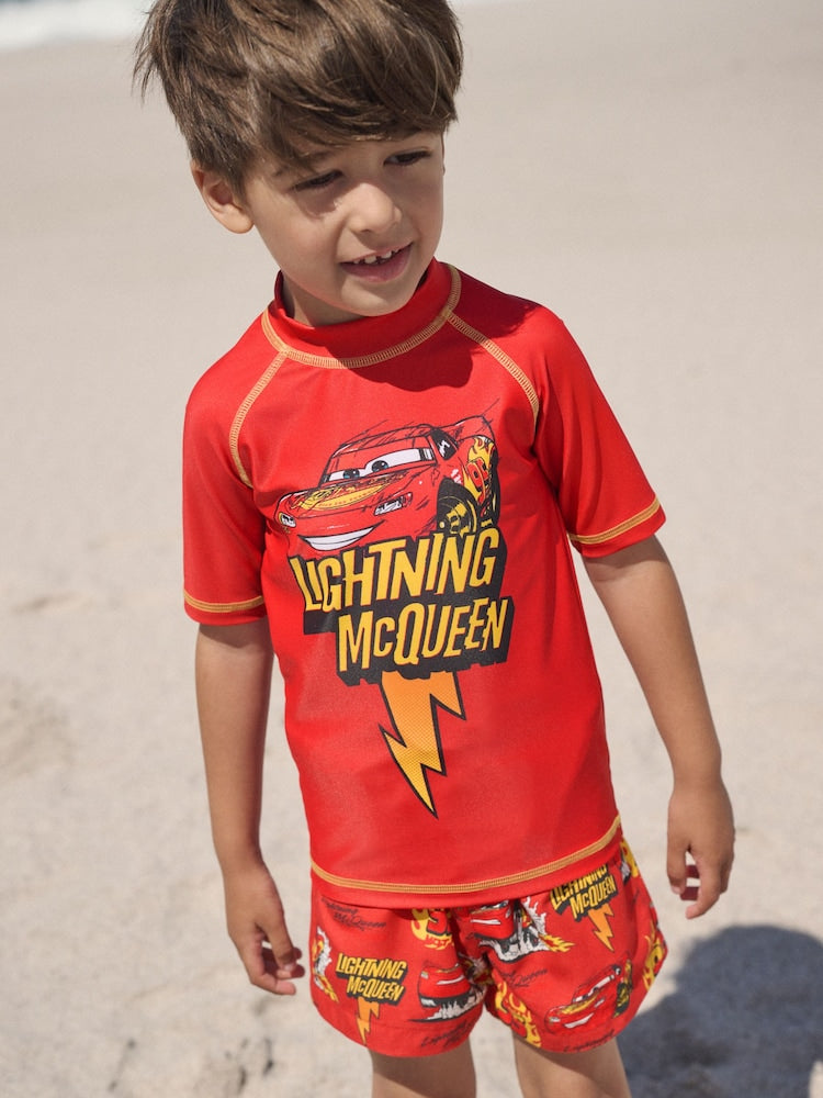 Lightening McQueen Rash Vest and Swim Shorts Set (3mths-7yrs) - Size 3-6 Months (62-68cm) - Lightening McQueen