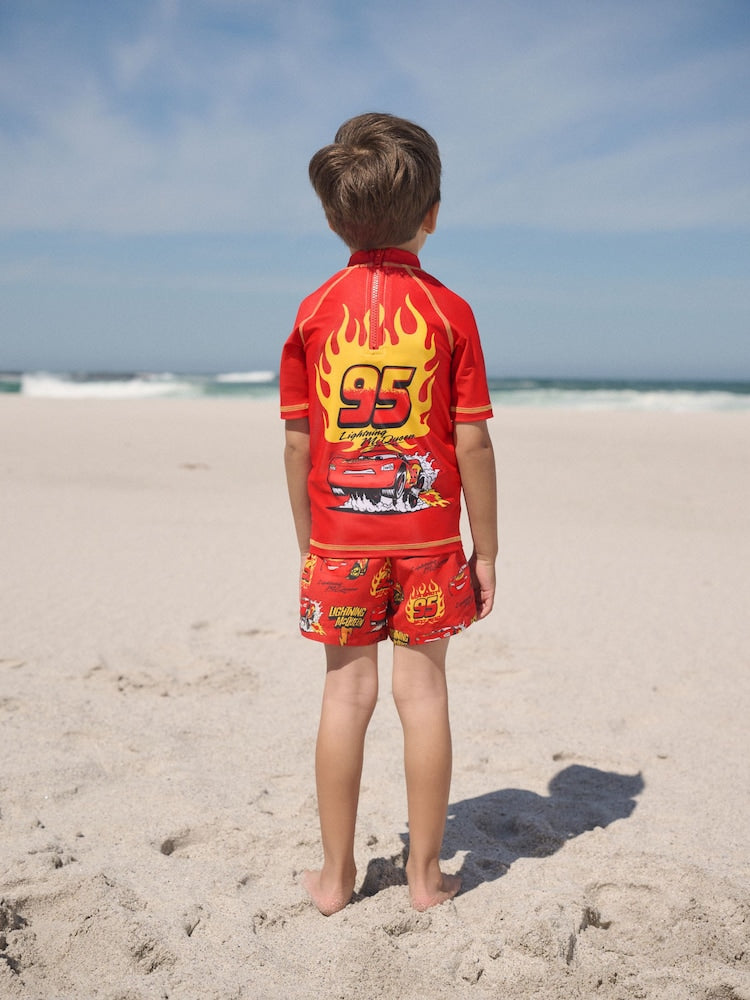 Lightening McQueen Rash Vest and Swim Shorts Set (3mths-7yrs) - Size 3-6 Months (62-68cm)