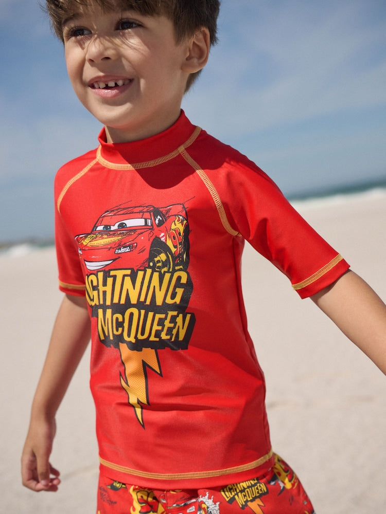 Lightening McQueen Rash Vest and Swim Shorts Set (3mths-7yrs) - Size 3-6 Months (62-68cm)