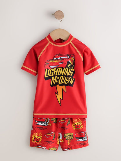 Lightening McQueen Rash Vest and Swim Shorts Set (3mths-7yrs) - Size 3-6 Months (62-68cm)