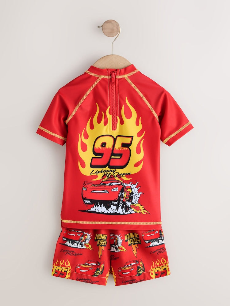 Lightening McQueen Rash Vest and Swim Shorts Set (3mths-7yrs) - Size 3-6 Months (62-68cm)