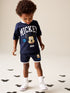 Navy Blue/White Mickey Mouse T-Shirt and Shorts Set (3mths-8yrs) - Size 3-6 Months (62-68cm) - Navy Blue/White