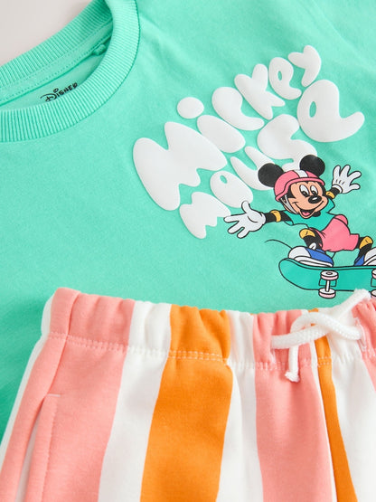 Green/Orange Mickey Mouse T-Shirt and Shorts Set (3mths-8yrs)