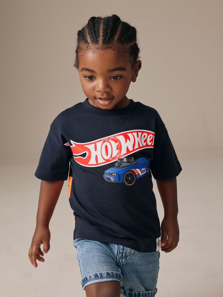 Navy Hot Wheels Short Sleeve T-Shirt (9mths-8yrs)