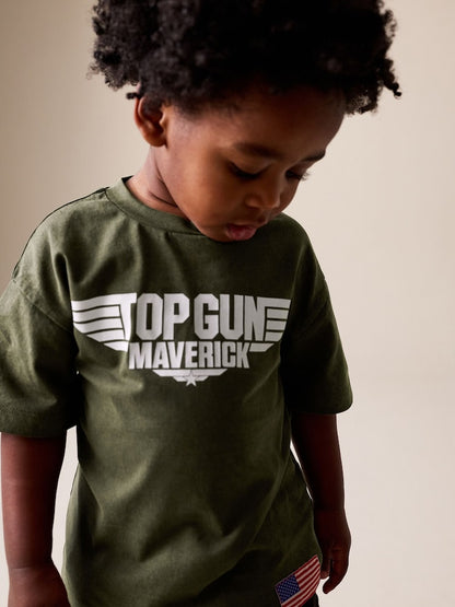 Khaki Green Top Gun Short Sleeve T-Shirt (3mths-8yrs) - Khaki Green / 7 - 8 Years (122 - 128cm)