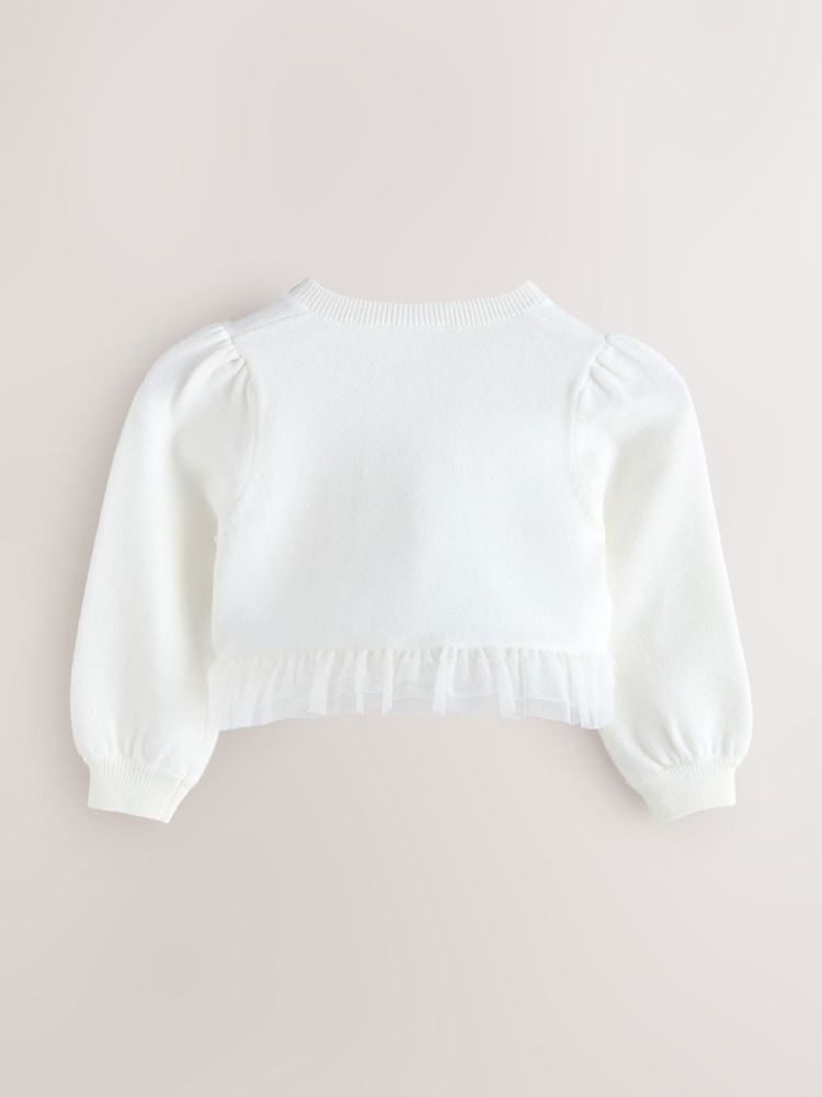 Baker by Ted Baker Knitted Mesh Ruffle Hem Cardigan - Size Up To 3 Months (50 - 62cm)
