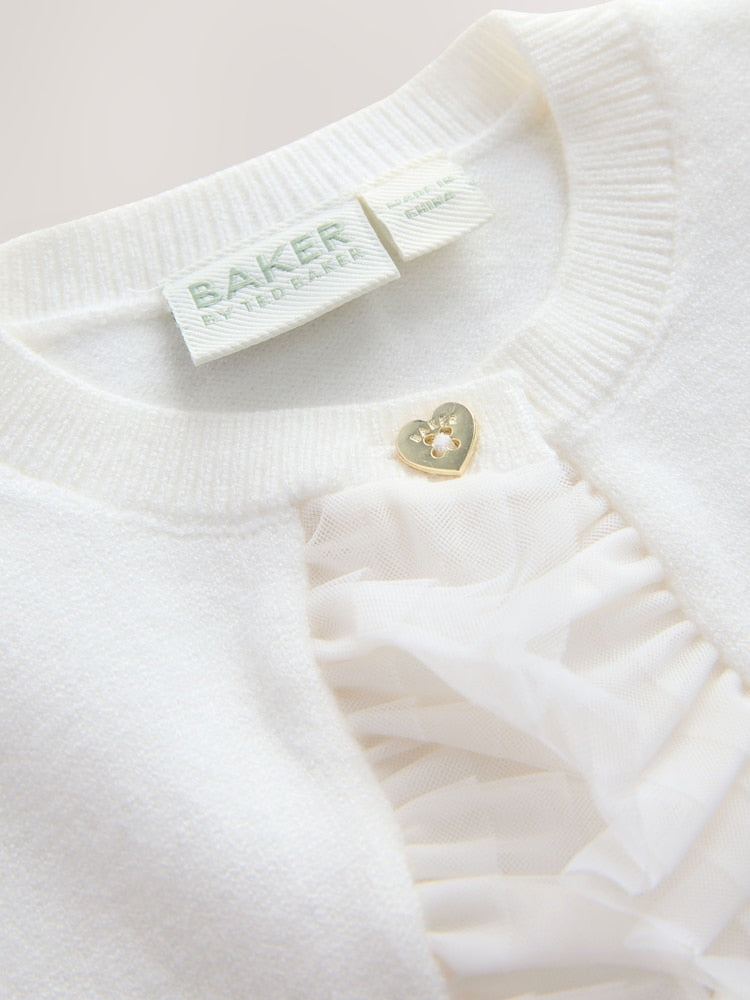 Baker by Ted Baker Knitted Mesh Ruffle Hem Cardigan - Size Up To 3 Months (50 - 62cm)