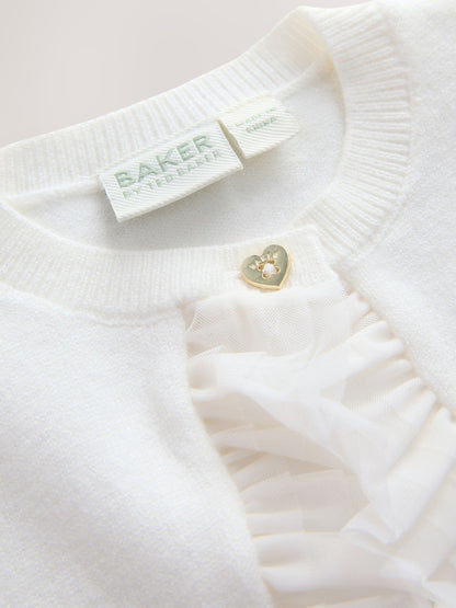 Baker by Ted Baker Knitted Mesh Ruffle Hem Cardigan - Size Up To 3 Months (50 - 62cm)
