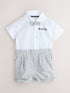 Baker by Ted Baker Blue/Navy Textured Smart Romper - Blue Stripe / Up To 3 Months (50 - 62cm)