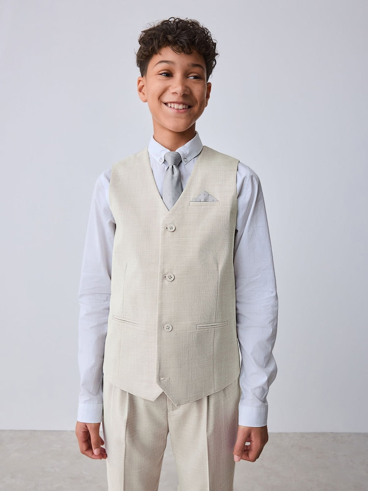 Baker by Ted Baker Waistcoat, Shirt And Tie Set - Stone / 10 Years (140cm)
