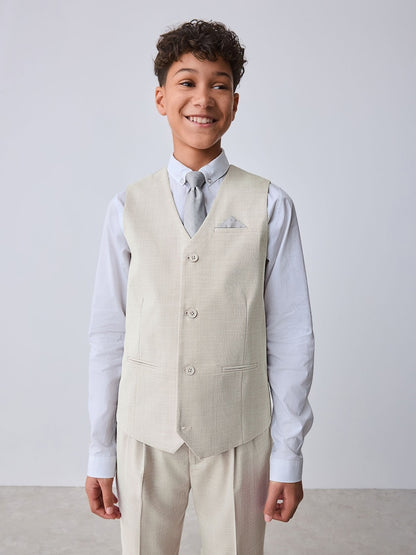 Baker by Ted Baker Waistcoat, Shirt And Tie Set - Stone / 10 Years (140cm)