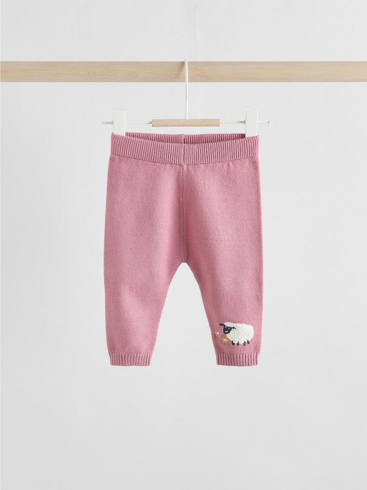 Pink Sheep Scene Baby Knitted Jumper and Leggings Set 2 Piece (0mths-2yrs)