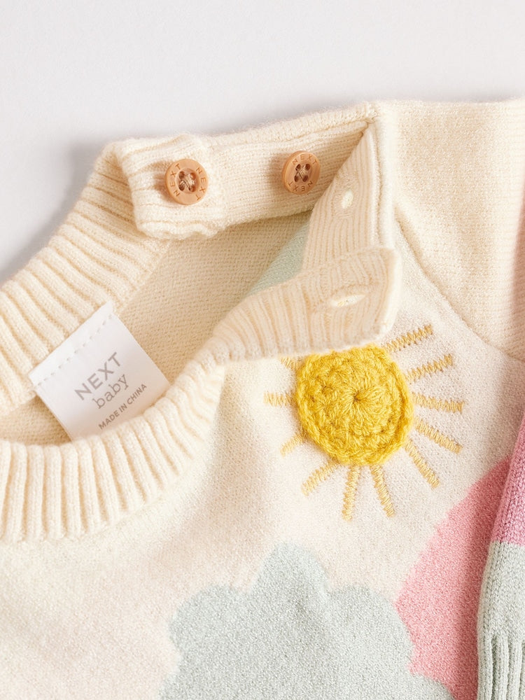 Pink Sheep Scene Baby Knitted Jumper and Leggings Set 2 Piece (0mths-2yrs)