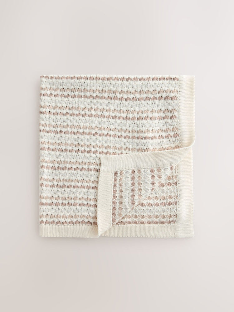 Neutral Bobble Knitted Baby Blanket - Neutral Bobble