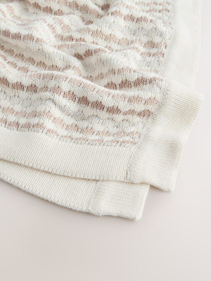 Neutral Bobble Knitted Baby Blanket