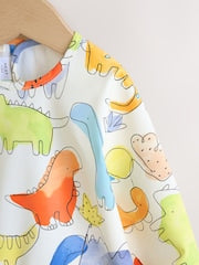 Blue Dinosaurs Weaning And Feeding Sleeved Bib - Size 6-12 Months (68-80cm)