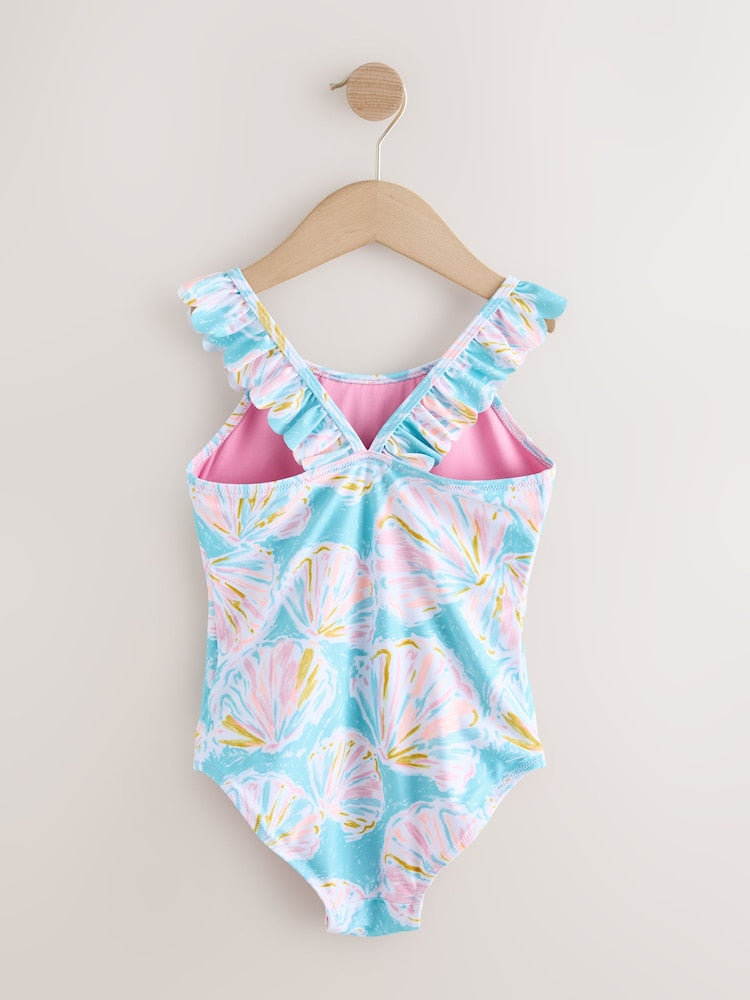 Blue Shell Frill Swimsuit (3-16yrs)