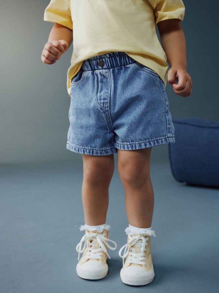 Mid Blue Pull On Denim Shorts (3mths-10yrs) - Mid Blue Pull On Denim / 12-18 Months (80-86cm)