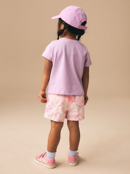 Pink Graffiti Print Pull On Denim