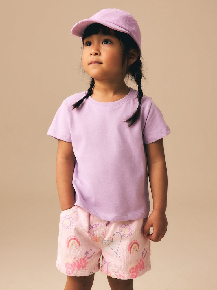 Pink Graffiti Print Pull On Denim