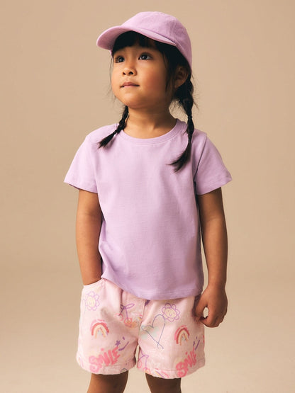 Pink Graffiti Print Pull On Denim