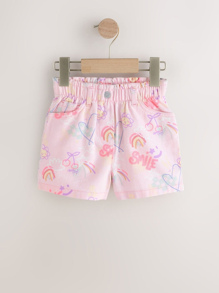 Pink Graffiti Print Pull On Denim