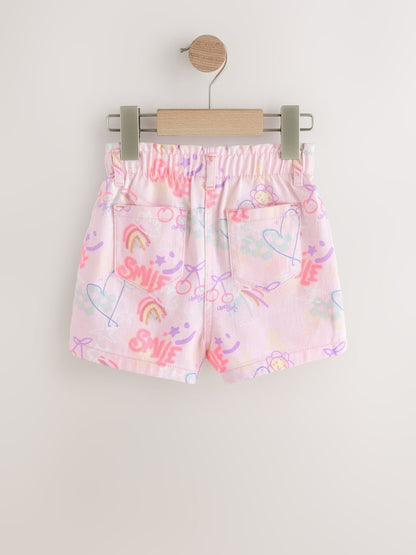 Pink Graffiti Print Pull On Denim