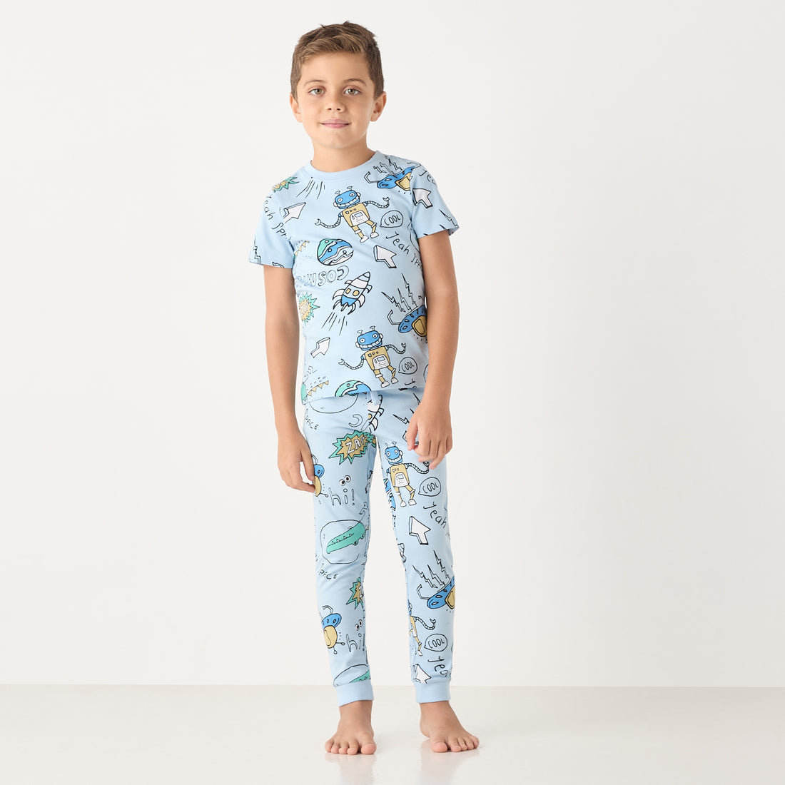 Juniors All-Over Graphic Print Short Sleeves T-shirt and Elasticated Joggers - Blue / 2-3 yrs