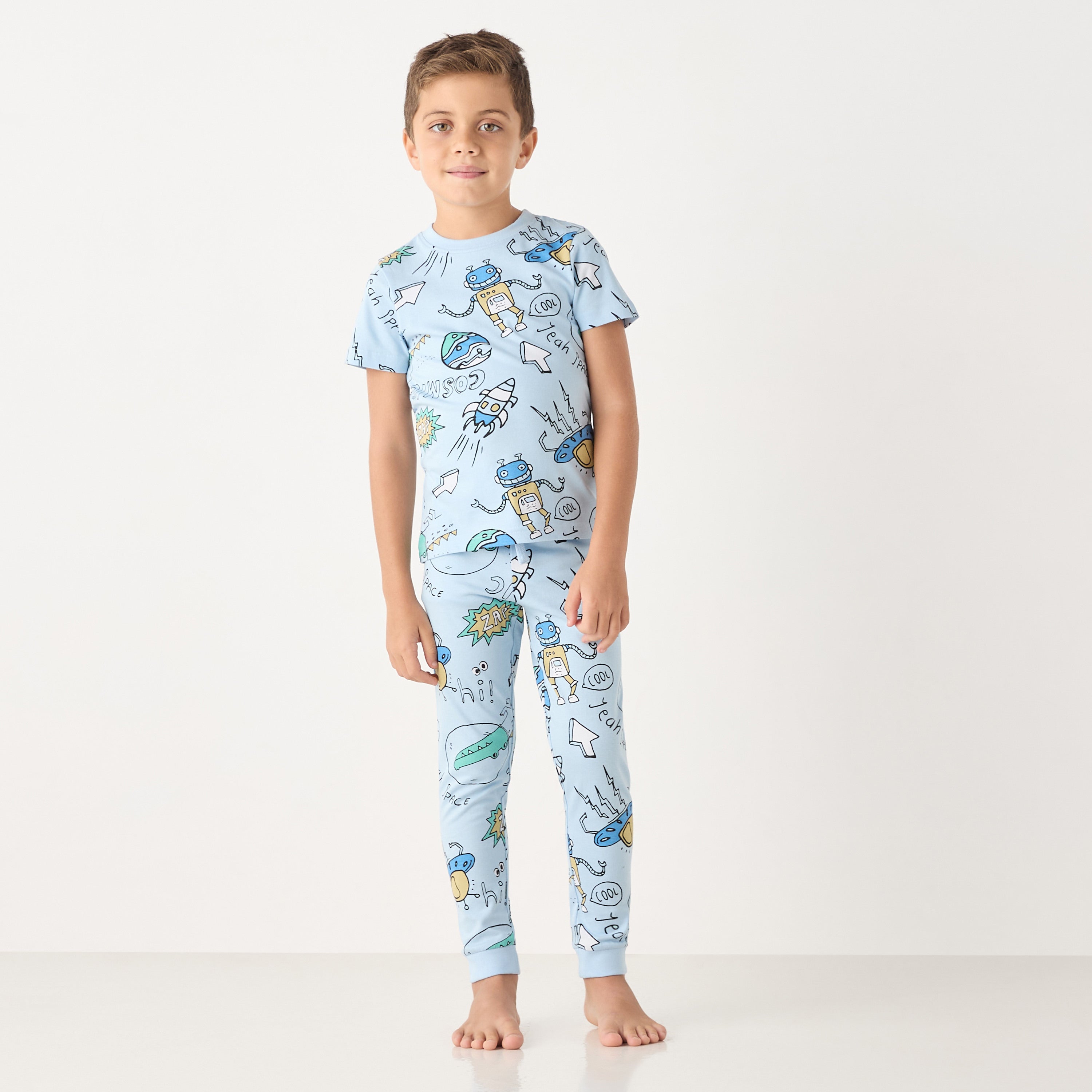 Juniors All-Over Graphic Print Short Sleeves T-shirt and Elasticated Joggers - Blue / 2-3 yrs