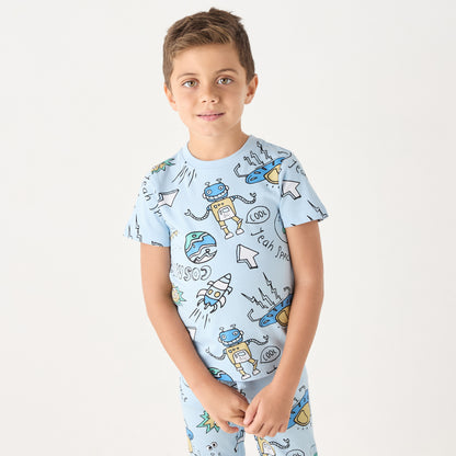 Juniors All-Over Graphic Print Short Sleeves T-shirt and Elasticated Joggers