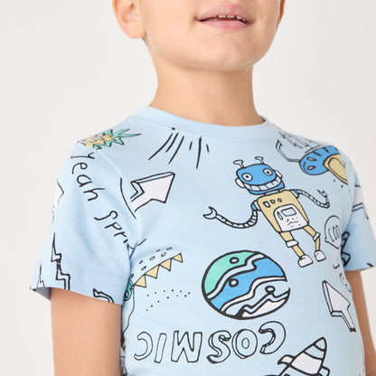 Juniors All-Over Graphic Print Short Sleeves T-shirt and Elasticated Joggers