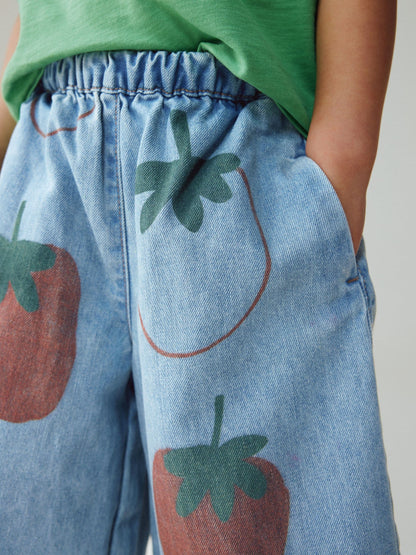 Mid Blue Tomato Printed Jeans (3mths-7yrs) - Size 3-6 Months (62-68cm)