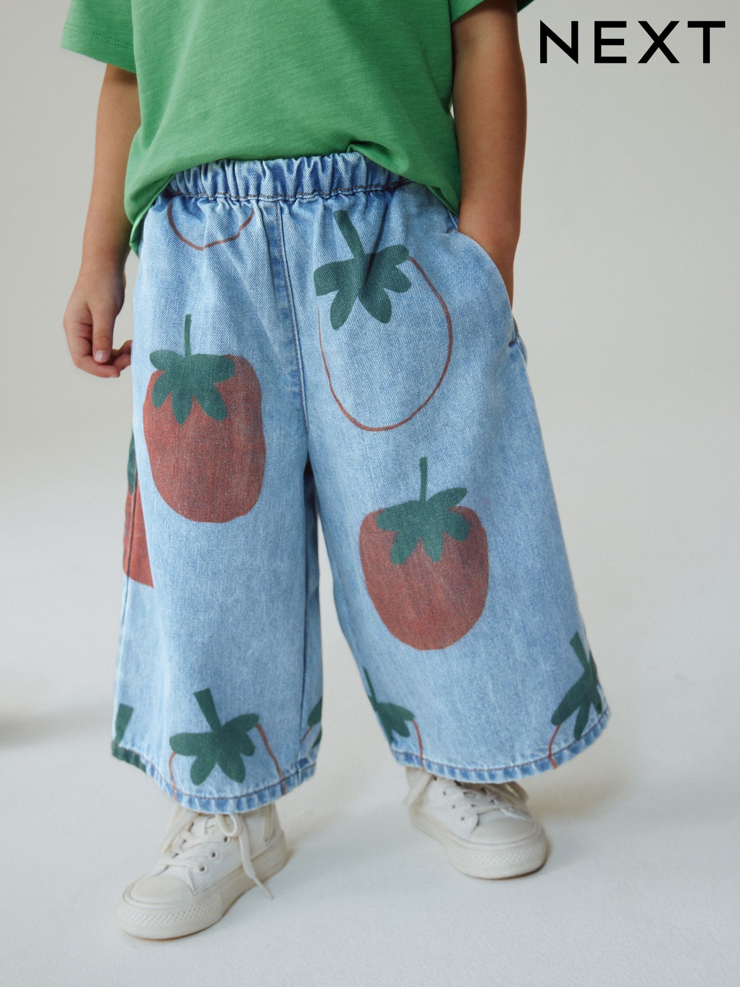 Mid Blue Tomato Printed Jeans (3mths-7yrs) - Size 3-6 Months (62-68cm)