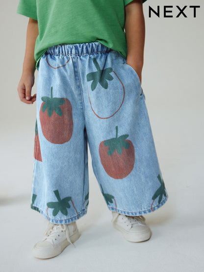 Mid Blue Tomato Printed Jeans (3mths-7yrs) - Size 3-6 Months (62-68cm)
