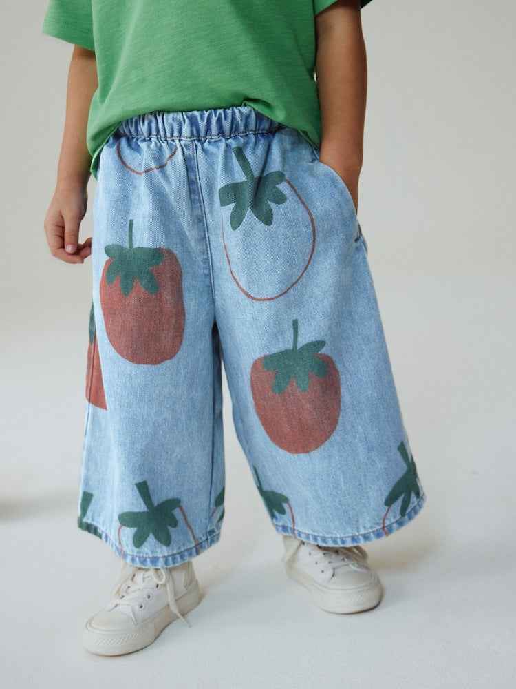 Mid Blue Tomato Printed Jeans (3mths-7yrs) - 12-18 Months (80-86cm)
