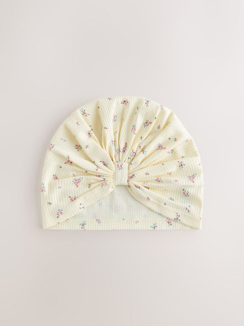 Pink Ditsy Jersey Turban Beanie 2 Pack (3mths-16yrs) - Size 3-9 Months (62-74cm)