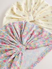 Pink Ditsy Jersey Turban Beanie 2 Pack (3mths-16yrs) - Size 3-9 Months (62-74cm)