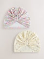Pink Ditsy Jersey Turban Beanie 2 Pack (3mths-16yrs) - Size 3-9 Months (62-74cm)