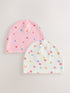 Pink Heart/Green Flower Jersey Beanie 2 Pack (3mths-16yrs) - Pink Heart/Green Flower / 10-11 Years (140-146cm)
