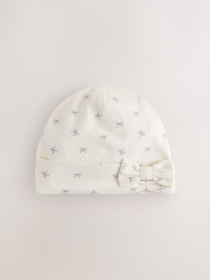 Stone Bow Jersey Beanie 2 Pack (3mths-16yrs) - Size 3-9 Months (62-74cm)