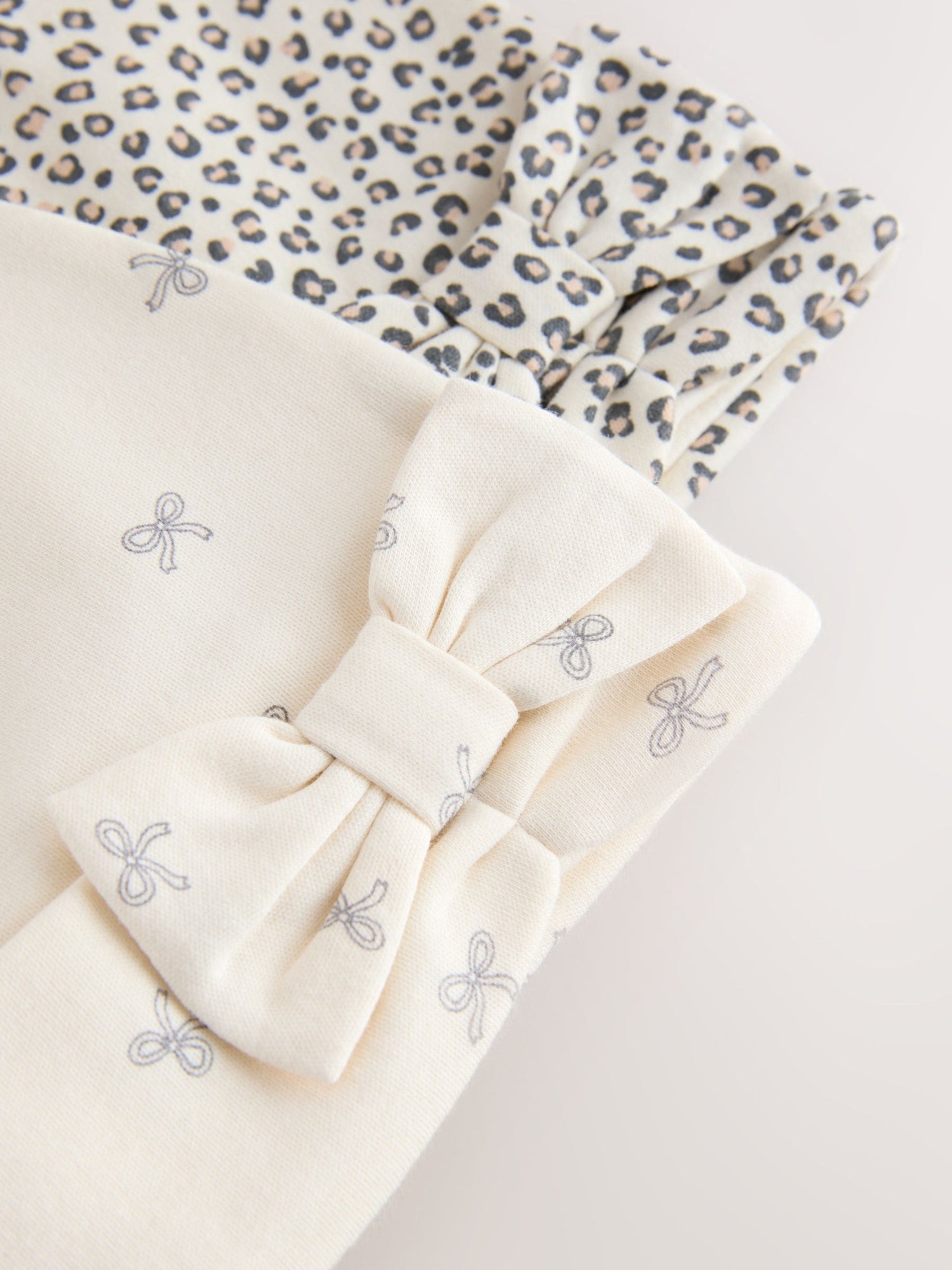 Stone Bow Jersey Beanie 2 Pack (3mths-16yrs) - Size 3-9 Months (62-74cm)