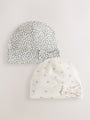 Stone Bow Jersey Beanie 2 Pack (3mths-16yrs) - Size 3-9 Months (62-74cm)