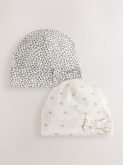 Stone Bow Jersey Beanie 2 Pack (3mths-16yrs) - Size 3-9 Months (62-74cm)
