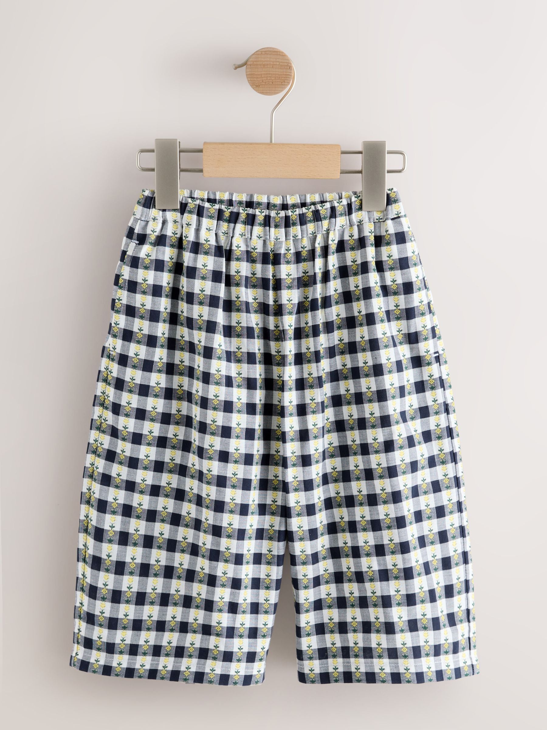 Black/White Floral Gingham Trousers (3mths-7yrs) - Size 3-6 Months (62-68cm)